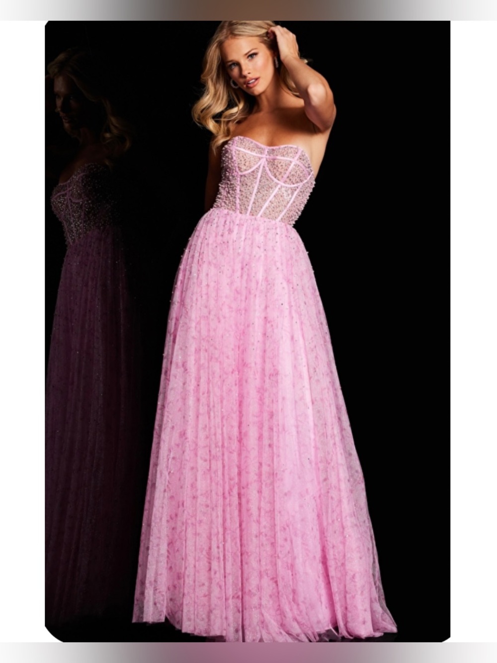 Jovani JVN36477 Pink Embellished Tulle Dress $798